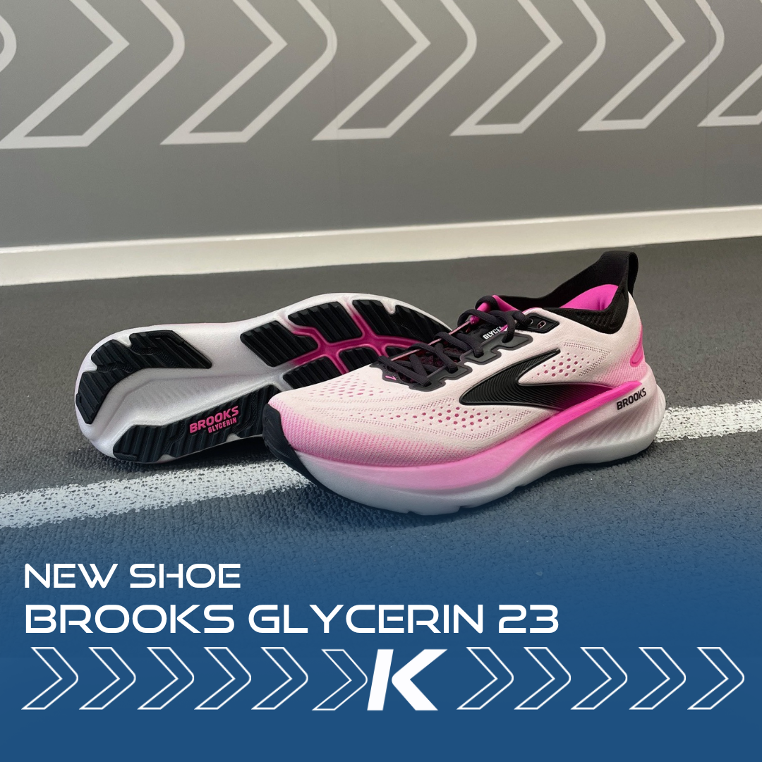 Image of a pair of Brooks Glycerin 23 running shoes with the text overlay 'new shoes'