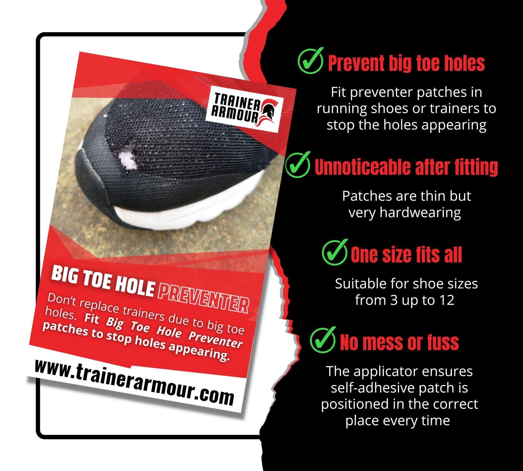 Trainer Armour Big Toe Hole Preventer - White