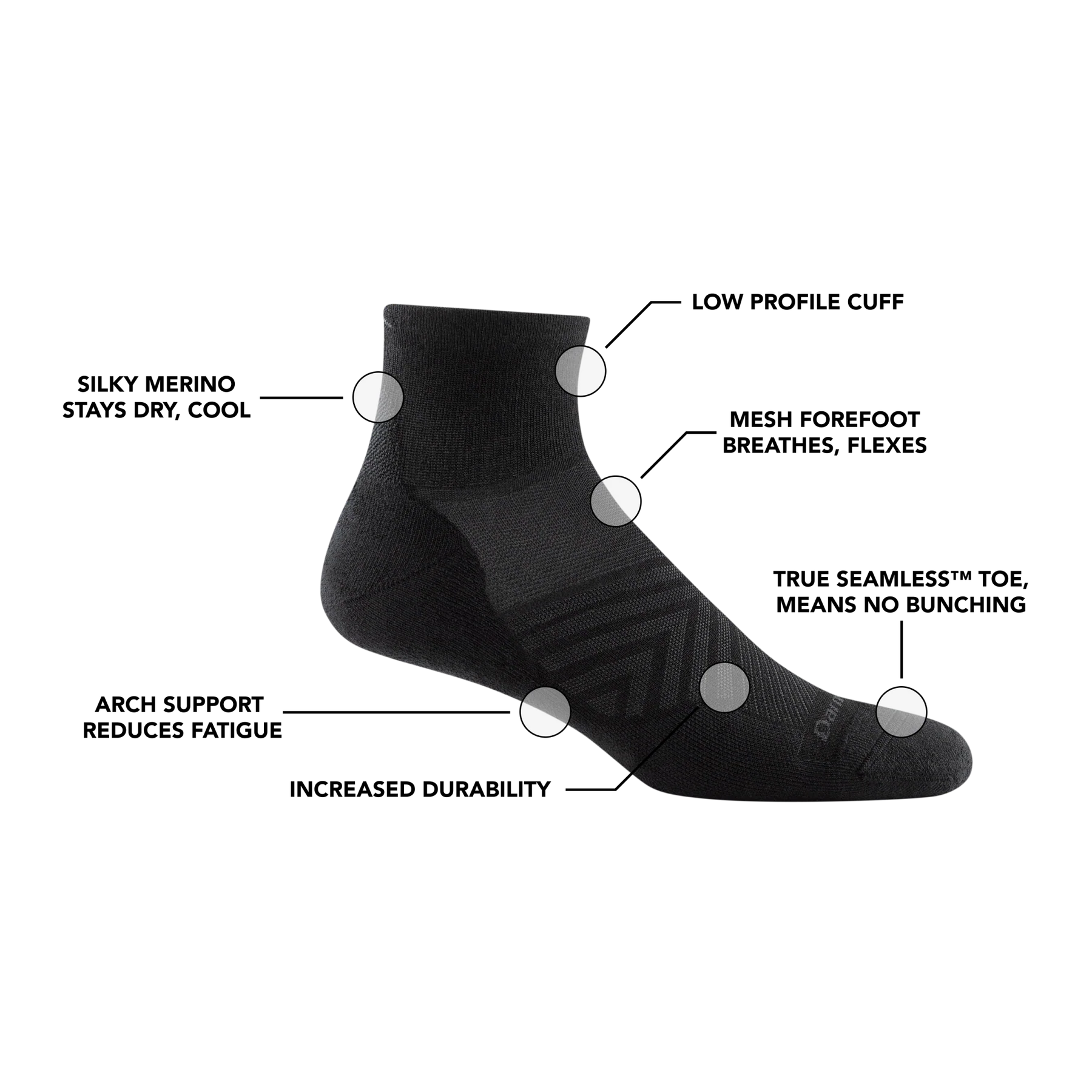 Darn Tough Mens Run 1/4 Sock - Skyracer Blue