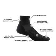 Darn Tough Mens Run 1/4 Sock - Skyracer Blue