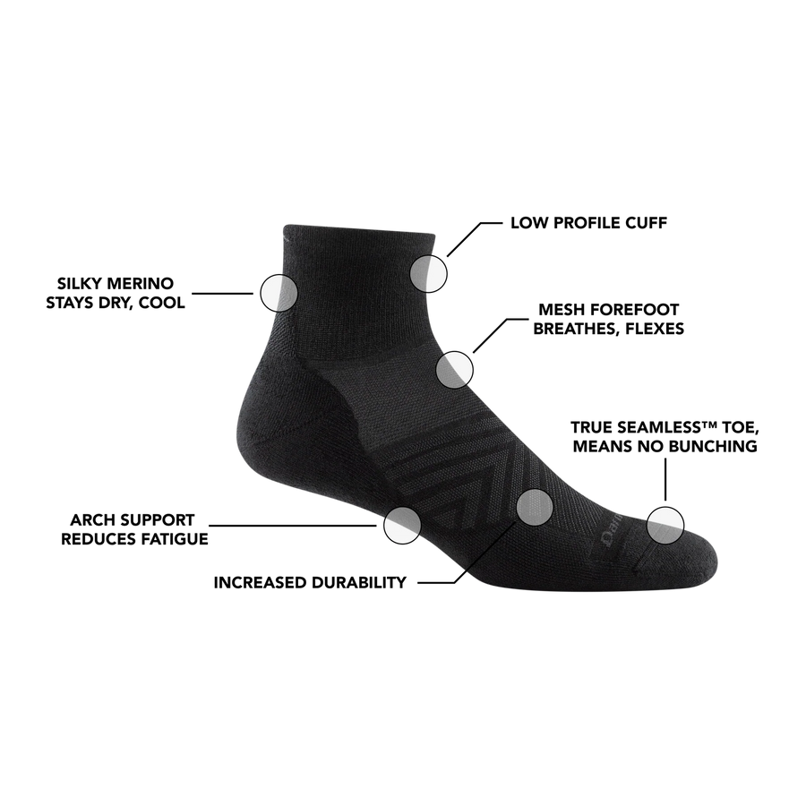 Darn Tough Mens Run 1/4 Sock - Black
