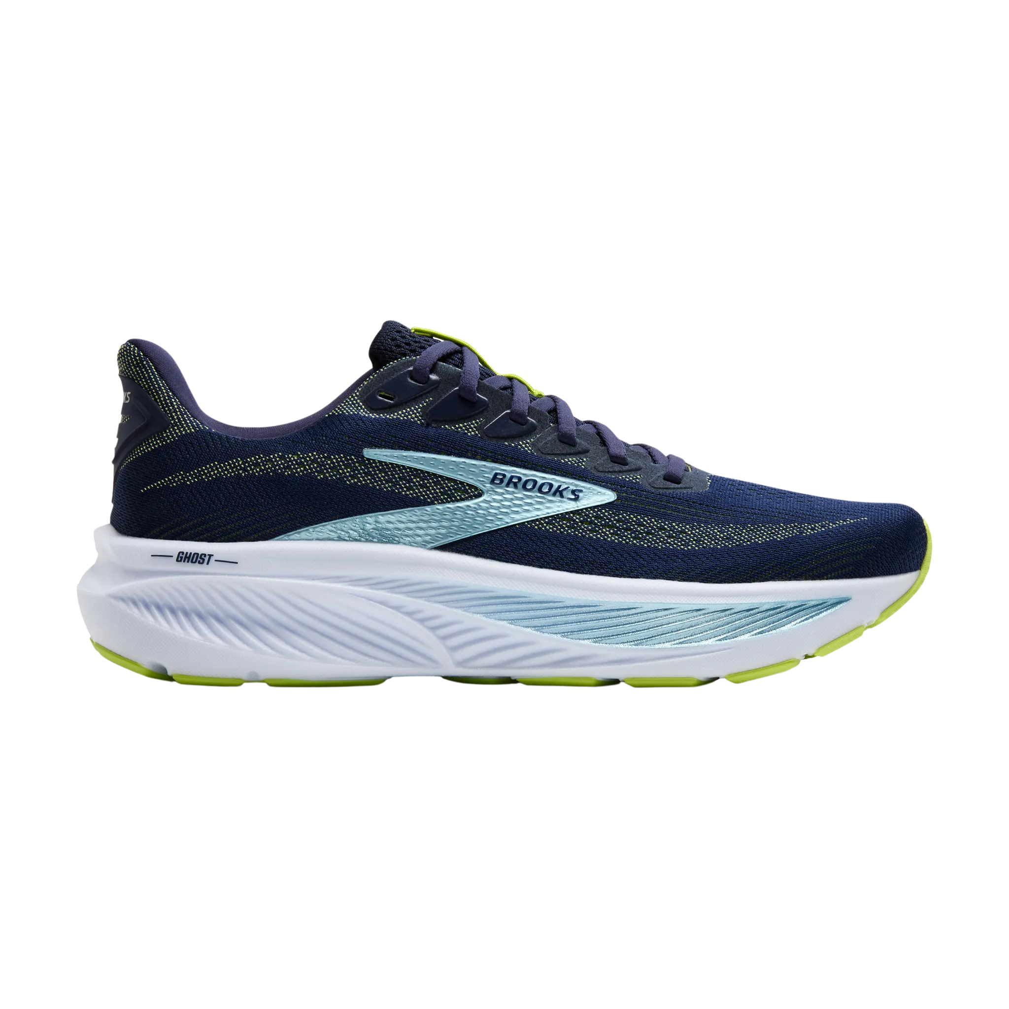 Brooks Mens Ghost 17 - Peacoat/Lime/Blue - Neutral