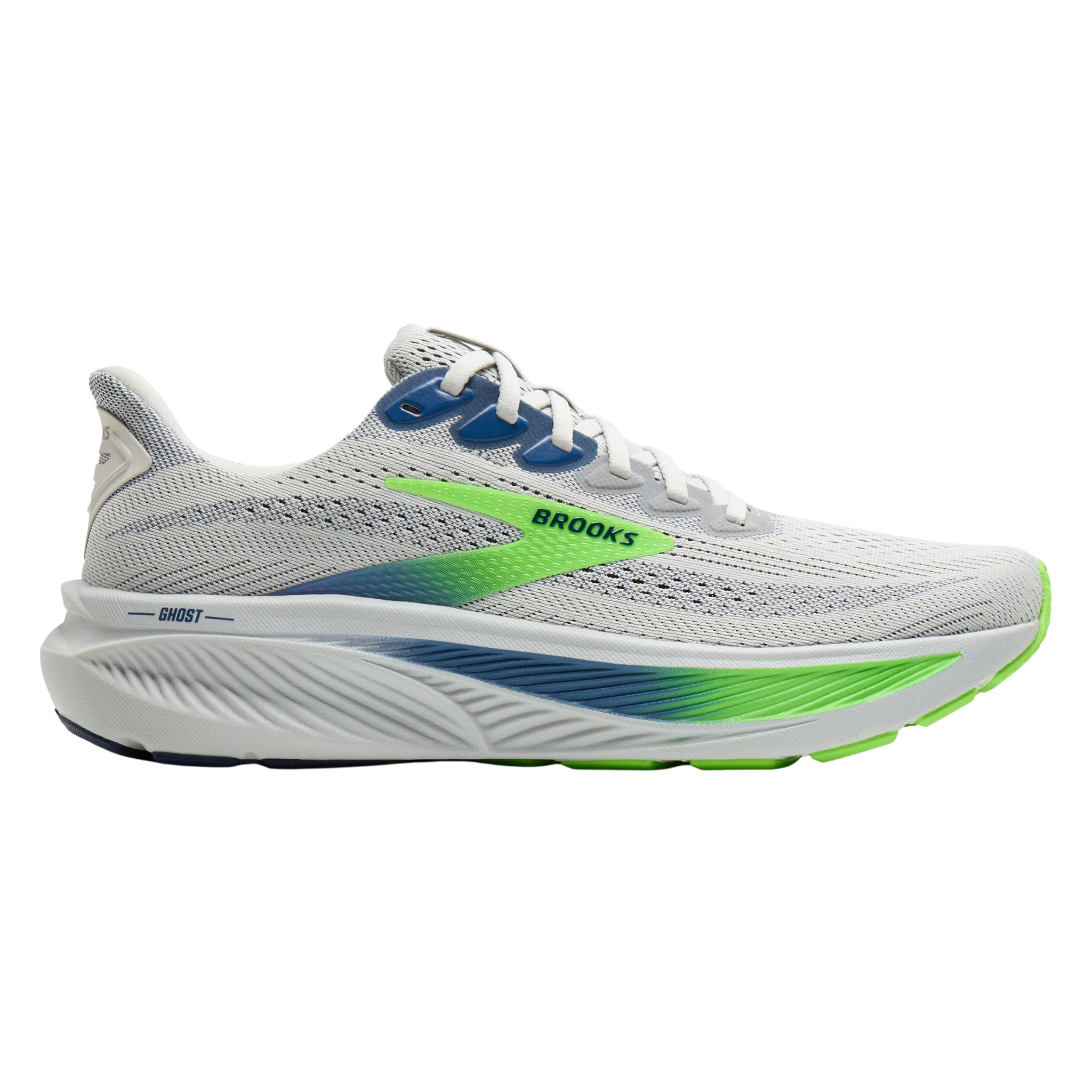 Brooks Mens Ghost 17 - Oyster/Beacon Blue/Gecko - Neutral