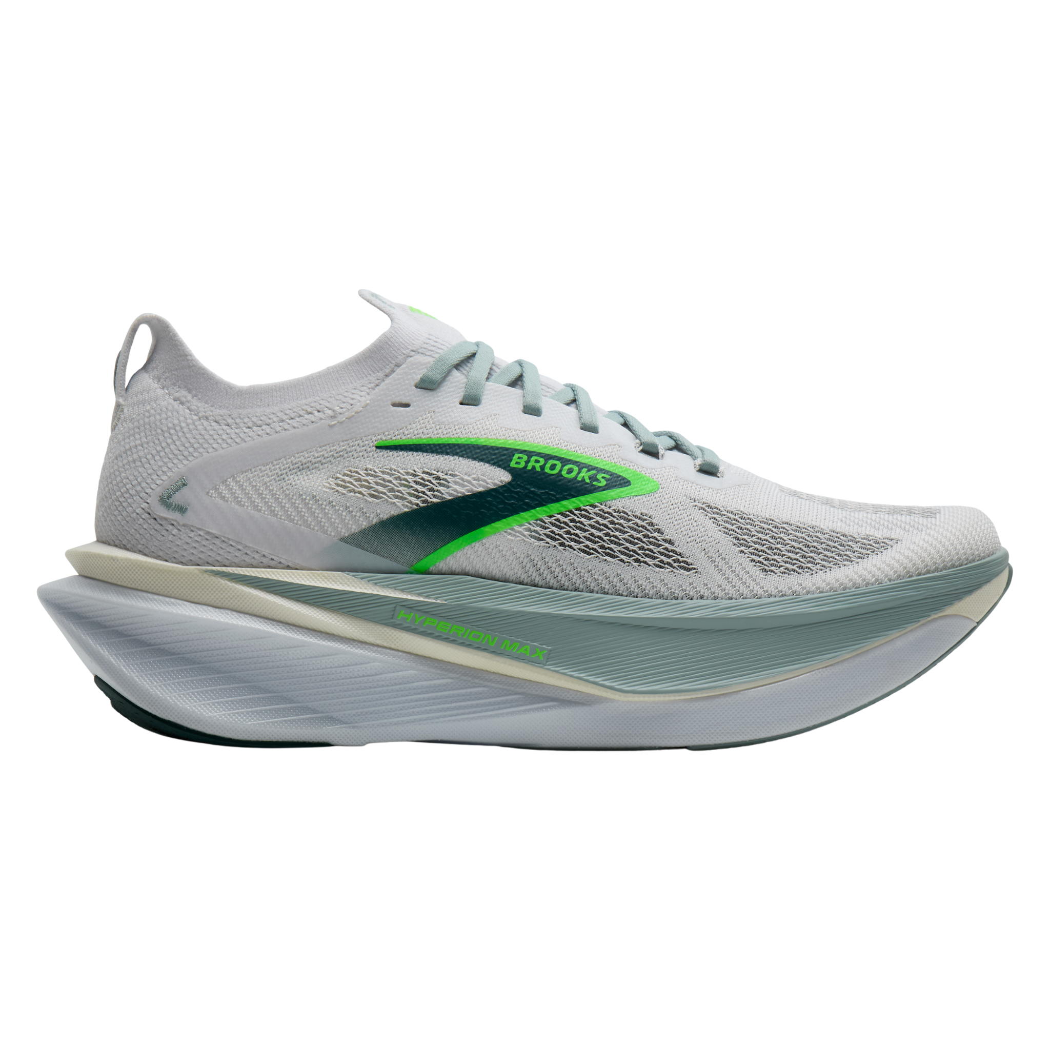 Brooks Mens Hyperion Max 3 - White/Gray Mist/Green - Speed