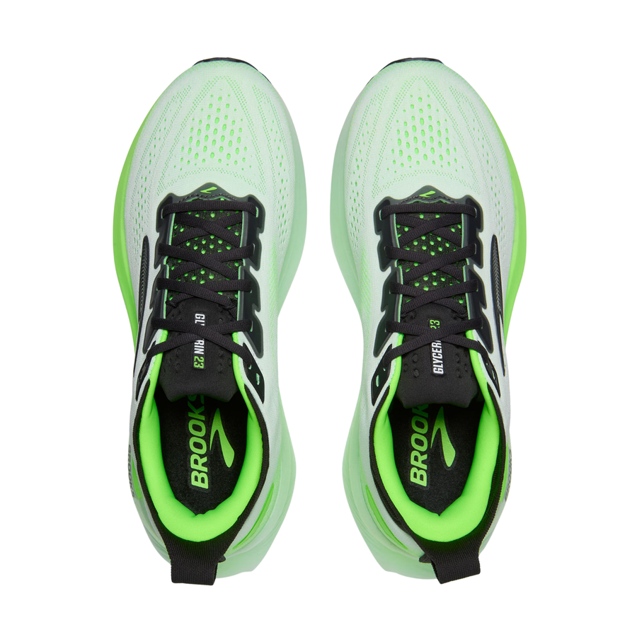 Brooks Mens Glycerin 23 - White/Phantom/Green Gecko - Neutral