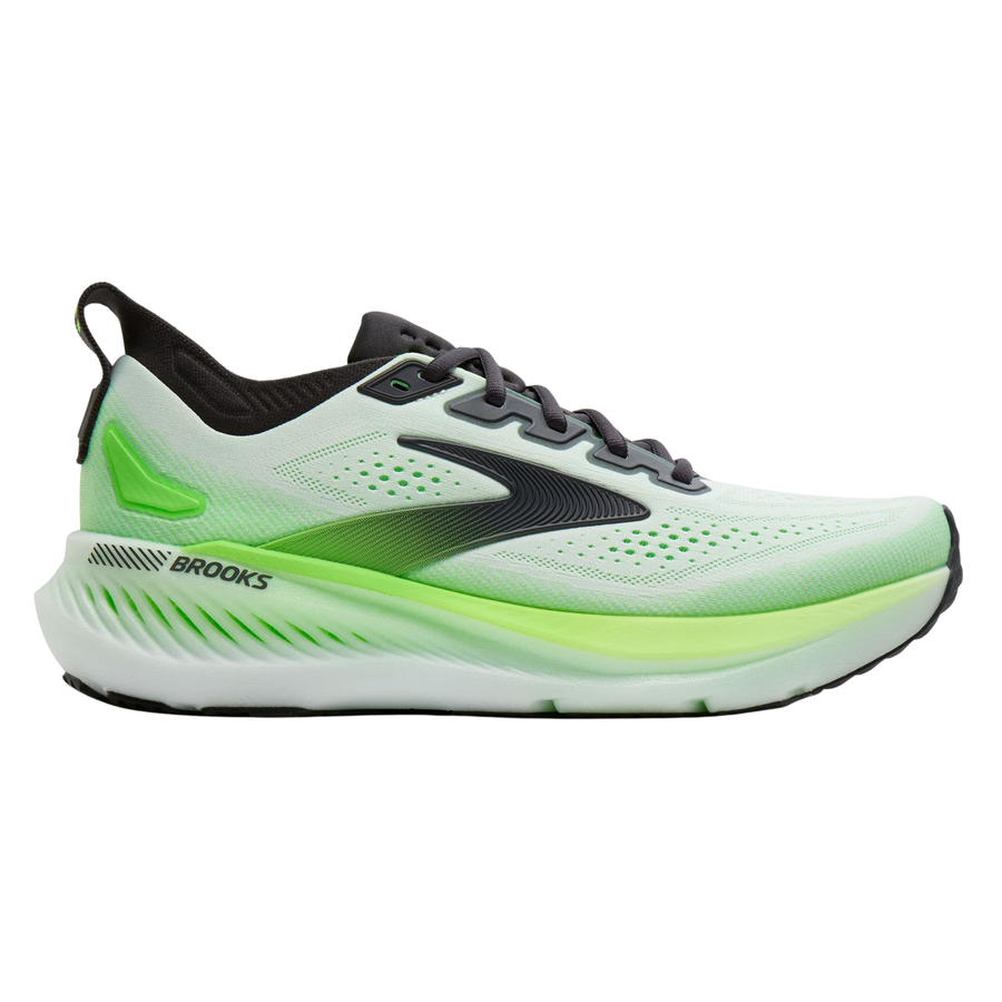 Brooks Mens Glycerin GTS 23 - White/Phantom/Green Gecko - Stability