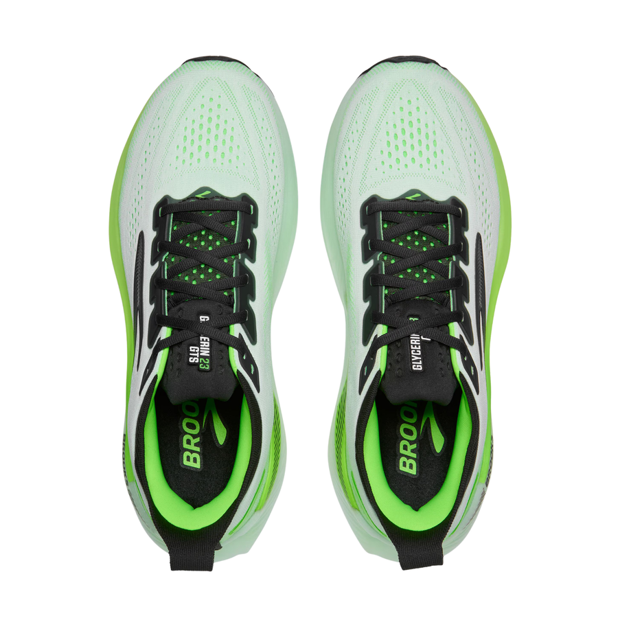 Brooks Mens Glycerin GTS 23 - White/Phantom/Green Gecko - Stability