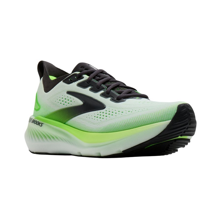Brooks Mens Glycerin GTS 23 - White/Phantom/Green Gecko - Stability