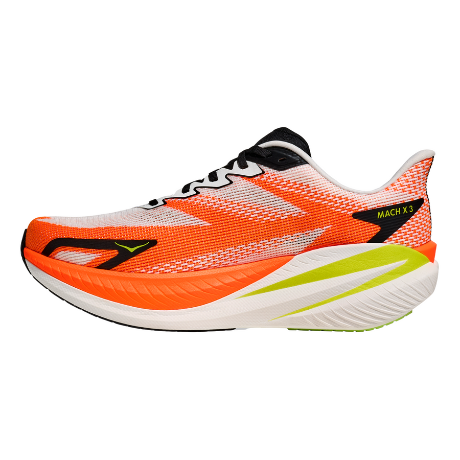 Hoka Mens Mach X 3 - White/Neon Tangerine - Speed