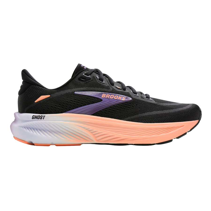 Brooks Womens Ghost 18 - Black/Mulled Grape/Peach - Neutral