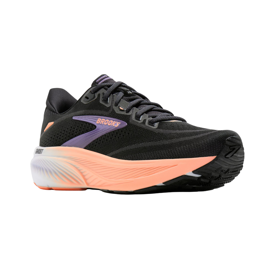 Brooks Womens Ghost 18 - Black/Mulled Grape/Peach - Neutral