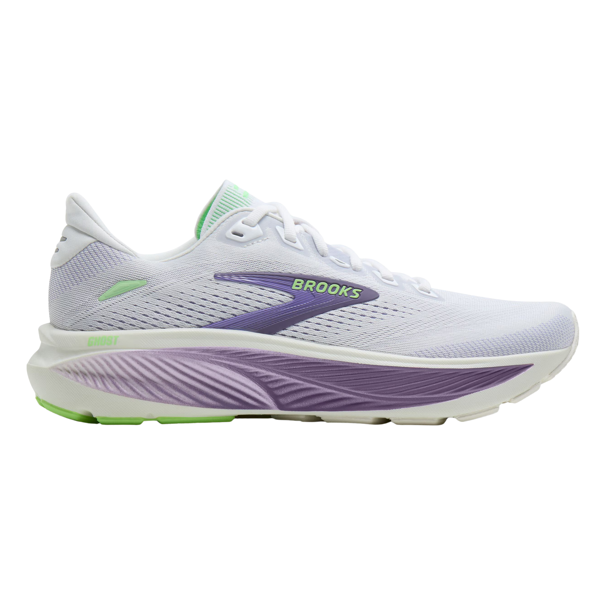Brooks Womens Ghost 18 - White/Purple Hebe/Green - Neutral