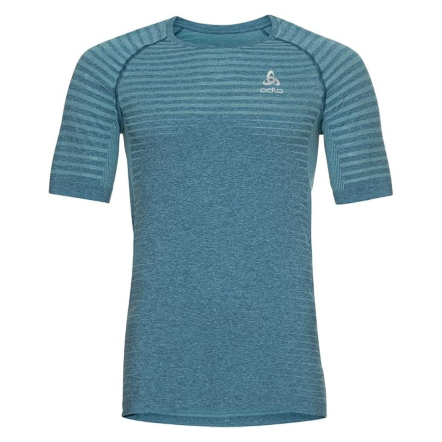 Odlo Mens Essential Seamless T-Shirt Crew Neck S/S - Blue Wing Teal Melange