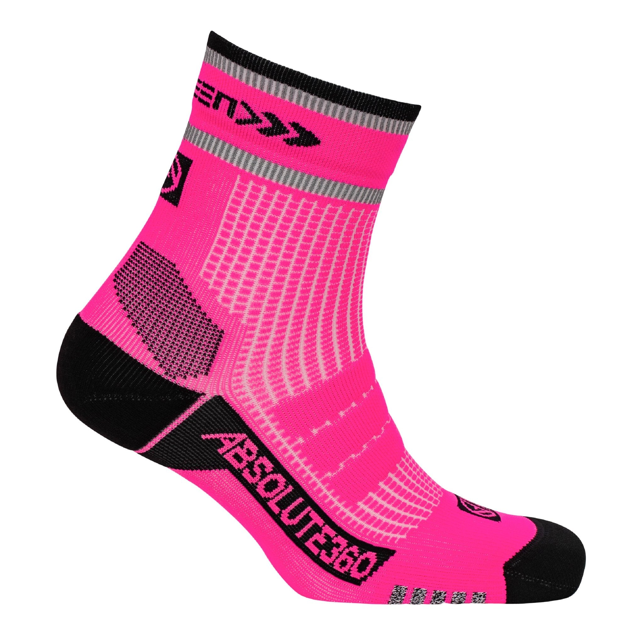 Absolute360 [Be Seen] Performance Running Socks Quarter - Neon Pink