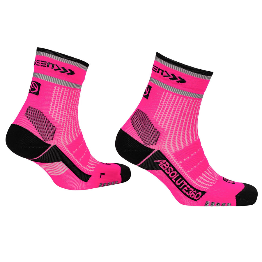 Absolute360 [Be Seen] Performance Running Socks Quarter - Neon Pink