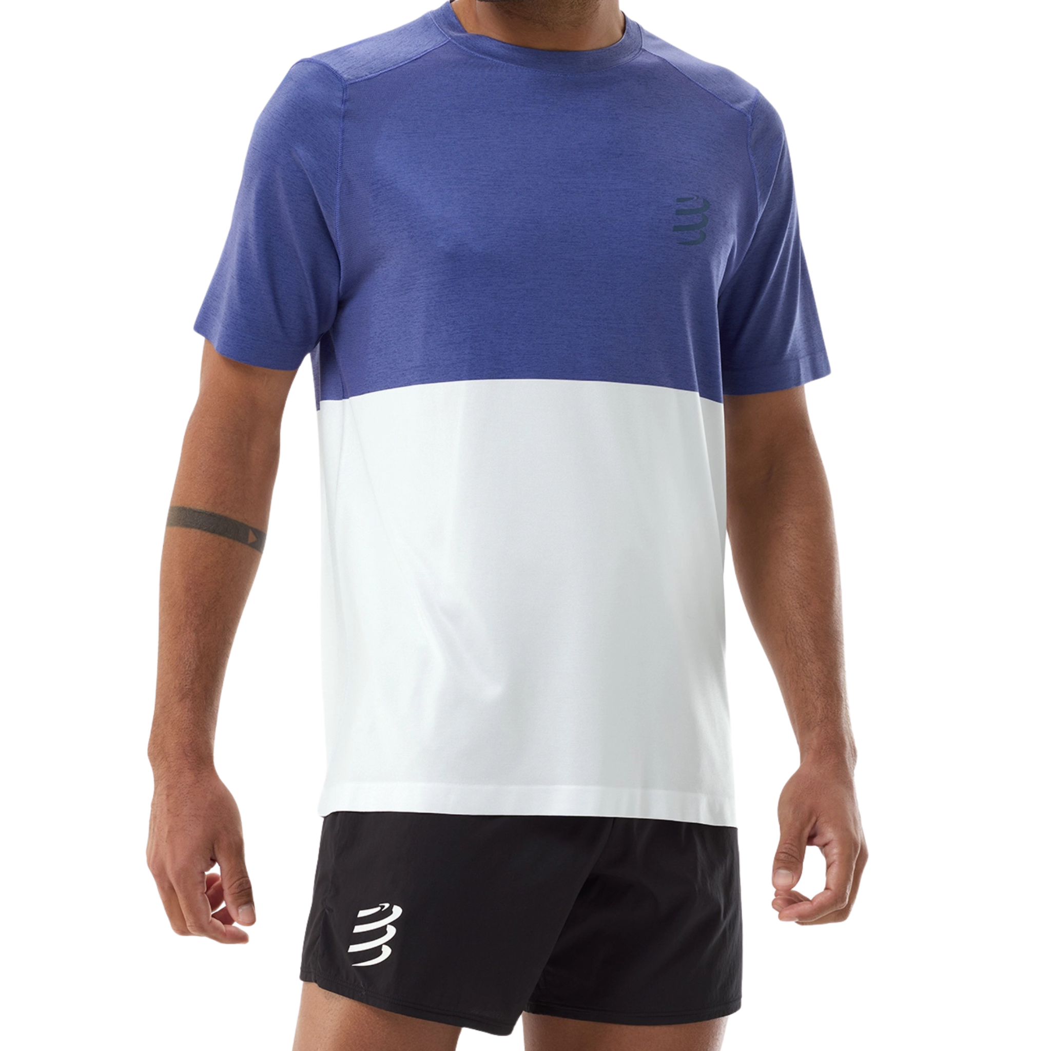 Compressport Mens Performance SS T-Shirt - Orient Blue/Star White