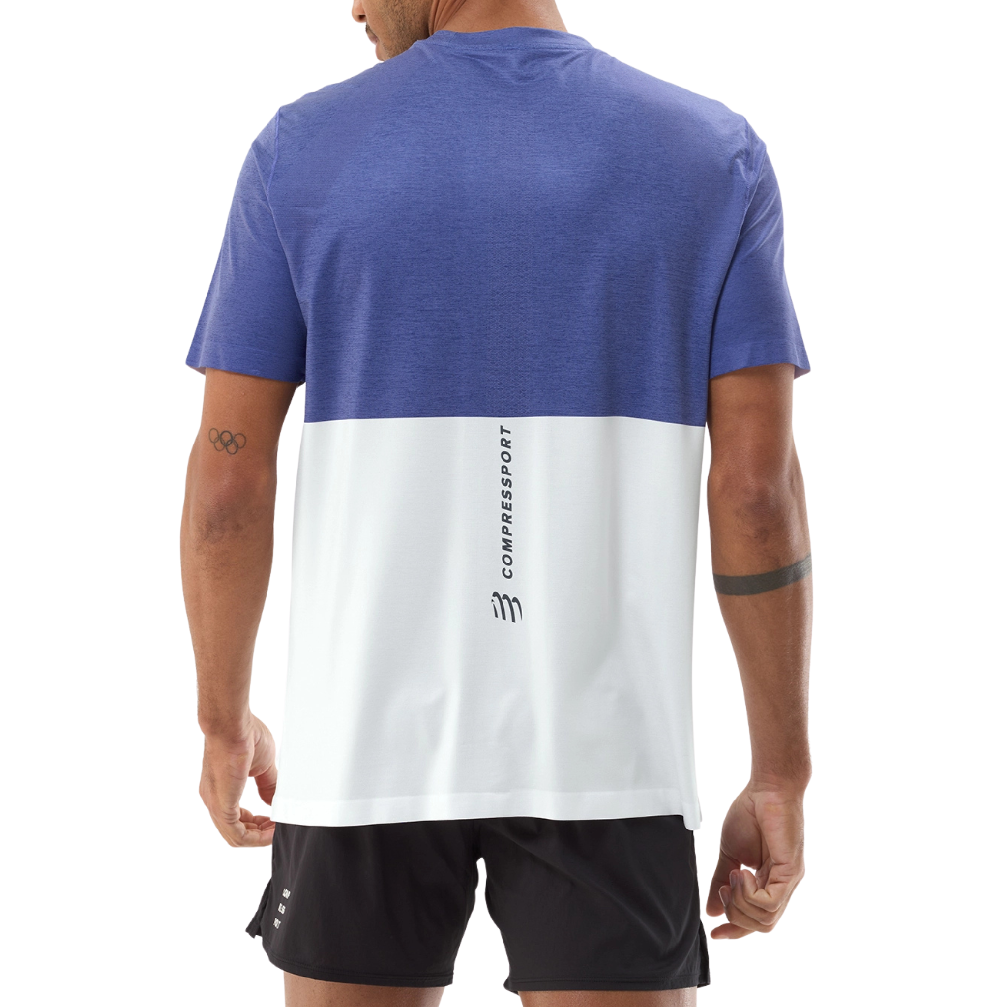 Compressport Mens Performance SS T-Shirt - Orient Blue/Star White