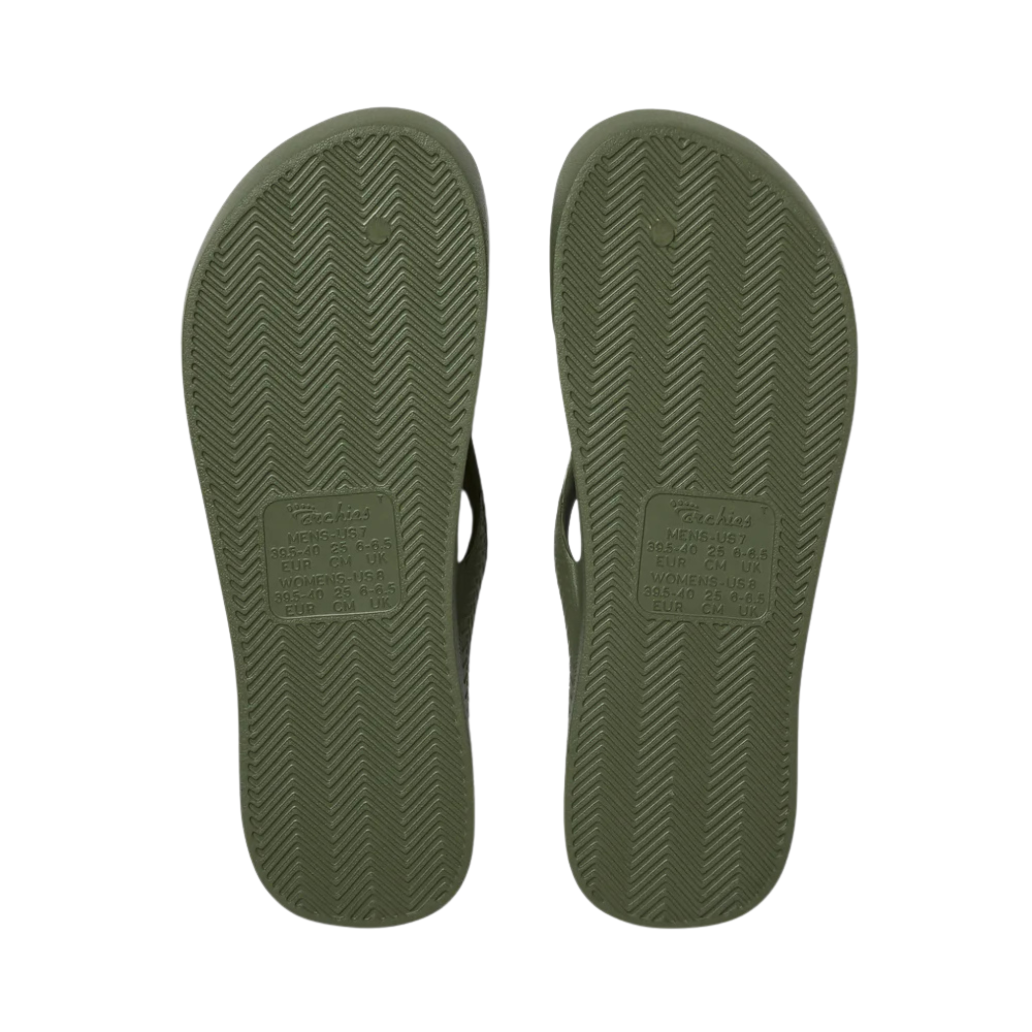 Archies Arch Support Flip Flops - Olive