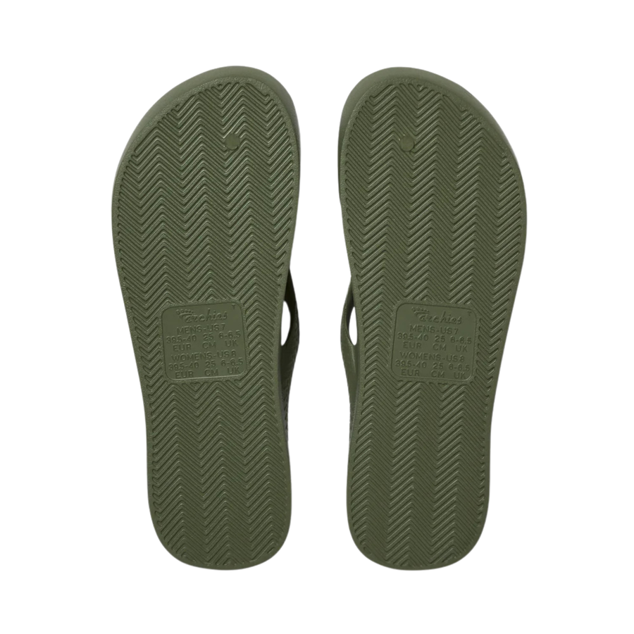 Archies Arch Support Flip Flops - Olive