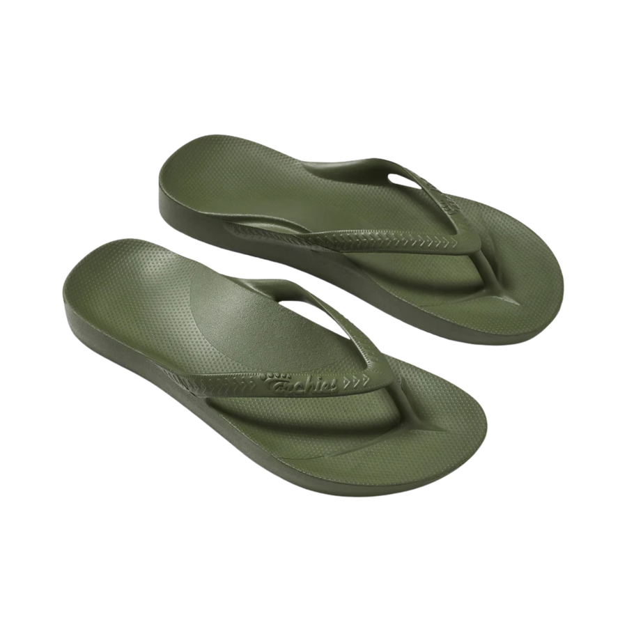 Archies Arch Support Flip Flops - Olive