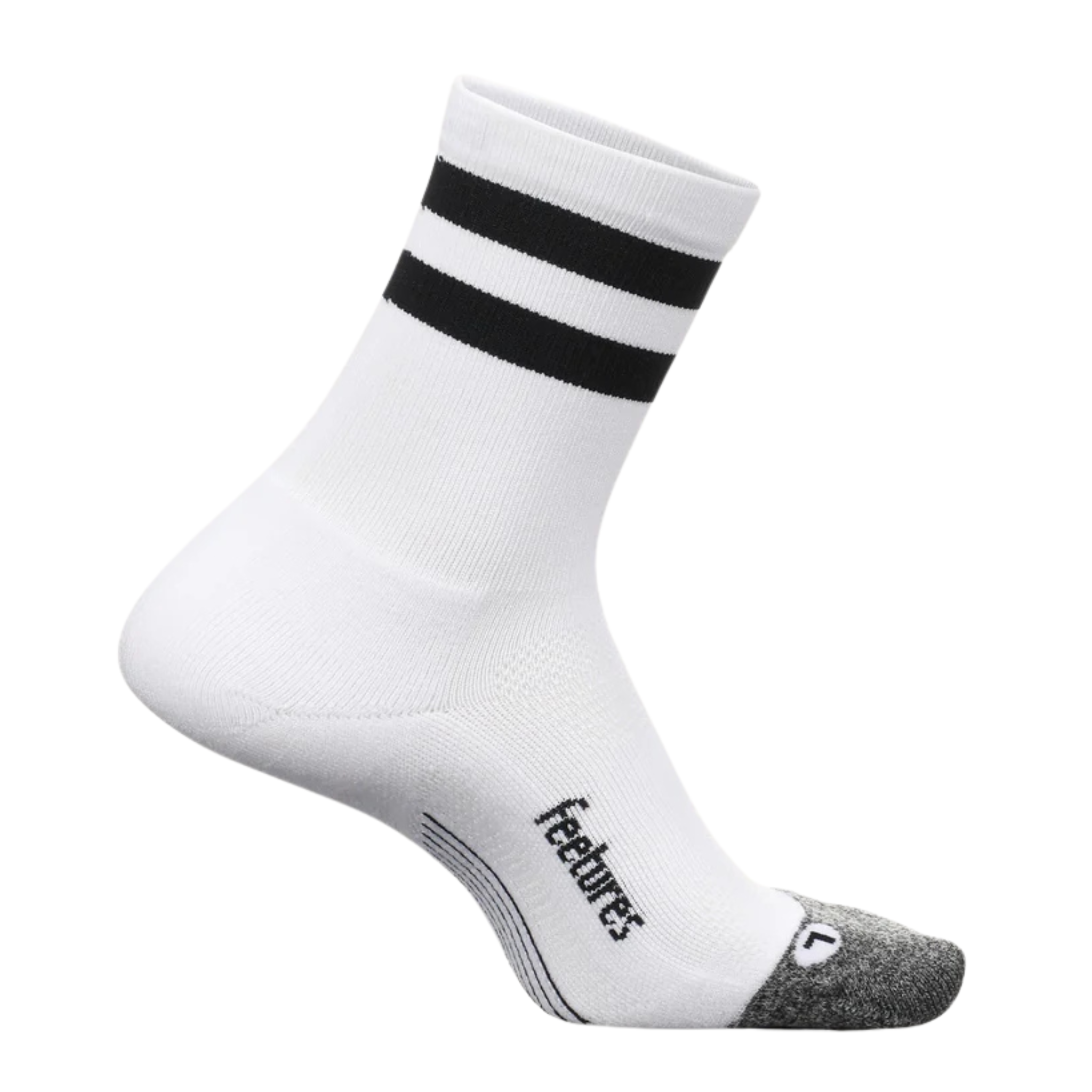 Feetures Elite Light Cushion Mini Crew - White High Top Stripe