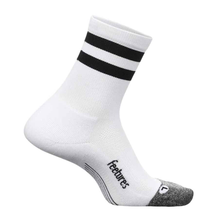 Feetures Elite Light Cushion Mini Crew - White High Top Stripe
