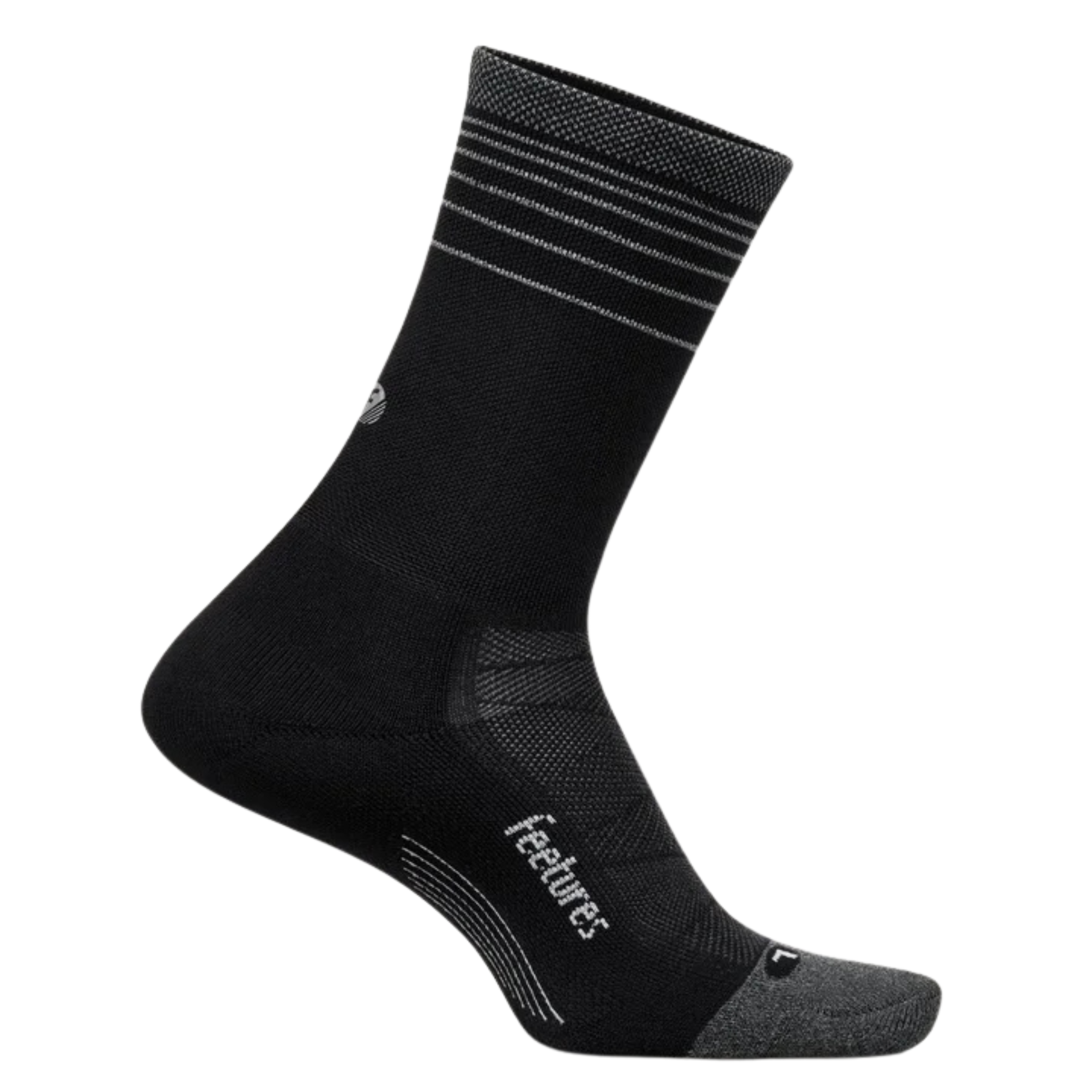 Feetures Elite Light Cushion Reflective Mini Crew - Black Flash