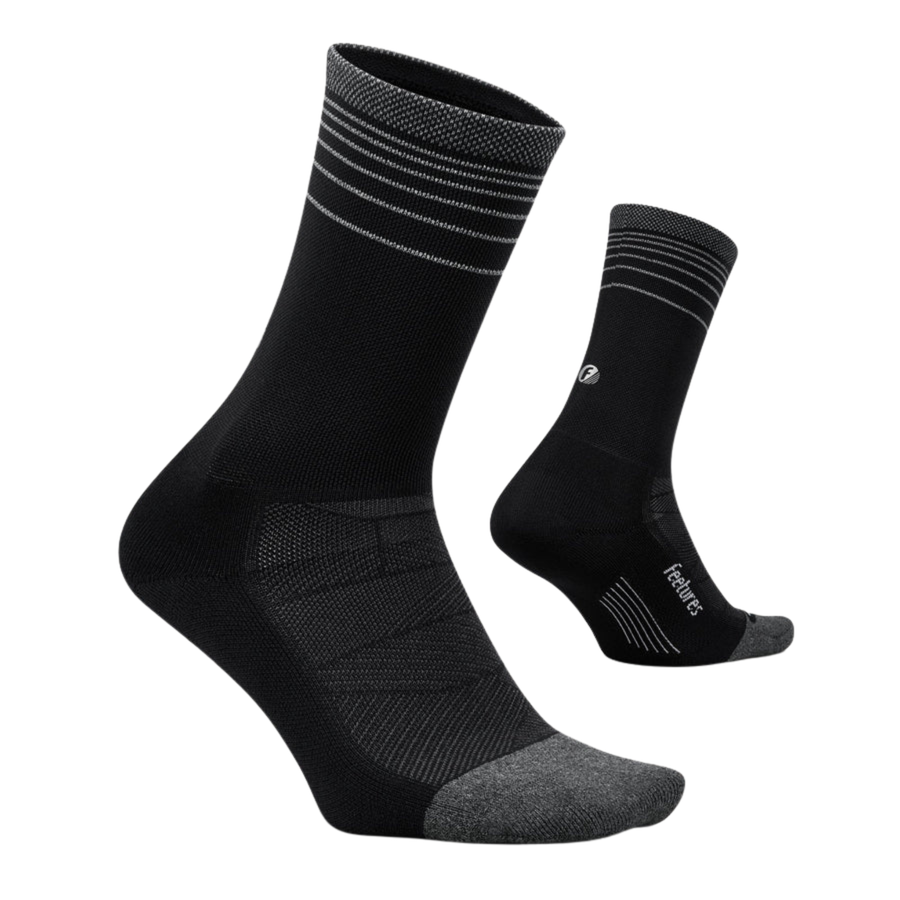 Feetures Elite Light Cushion Reflective Mini Crew - Black Flash