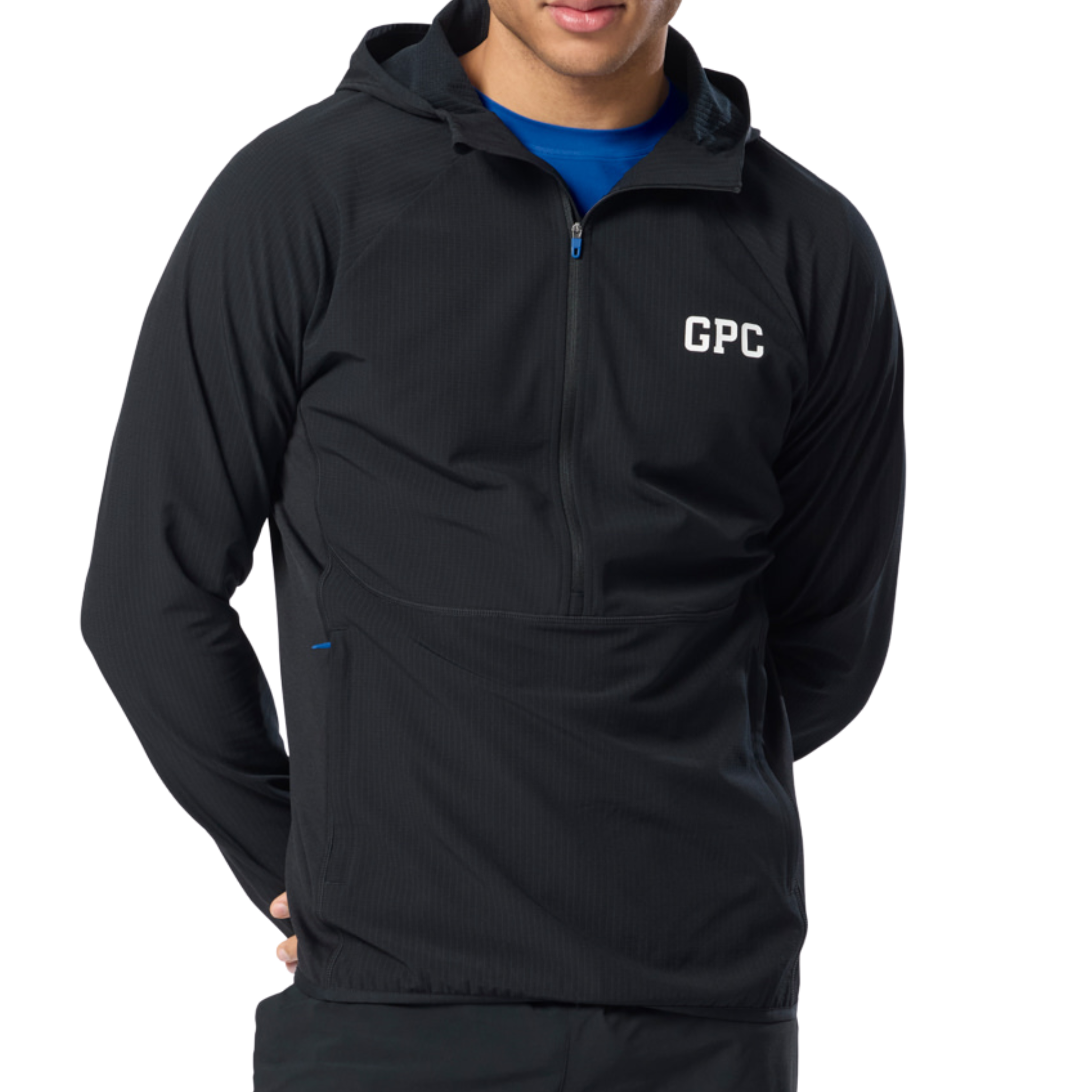 Gym+Coffee Mens GPC Train Hooded Midlayer - Black/Blue
