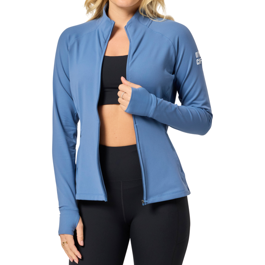 Gym+Coffee Womens Relentless Full Zip - Oasis Blue