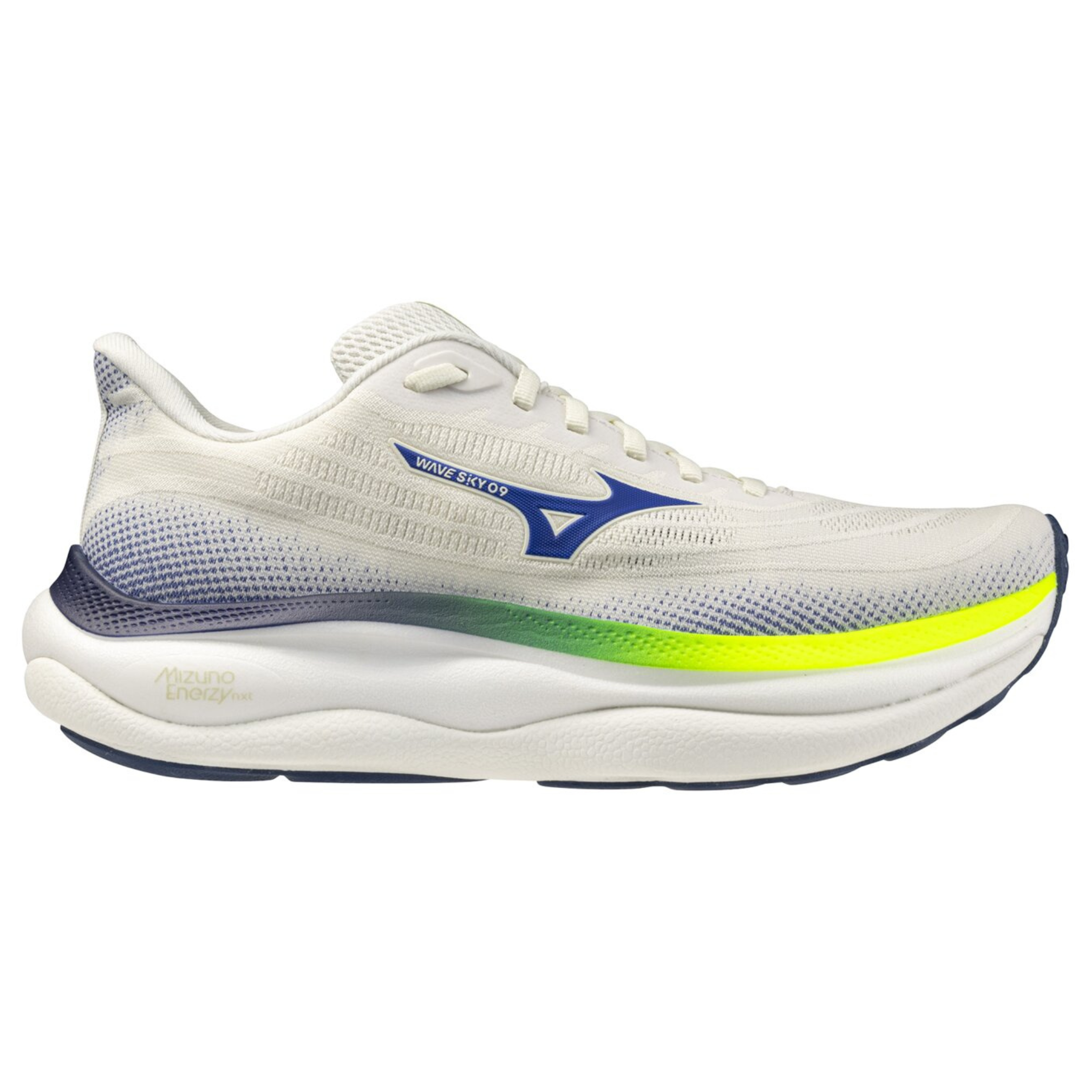 Mizuno Mens Wave Sky 9 - Snow White/Surf the Web/Lightning Yellow - Neutral