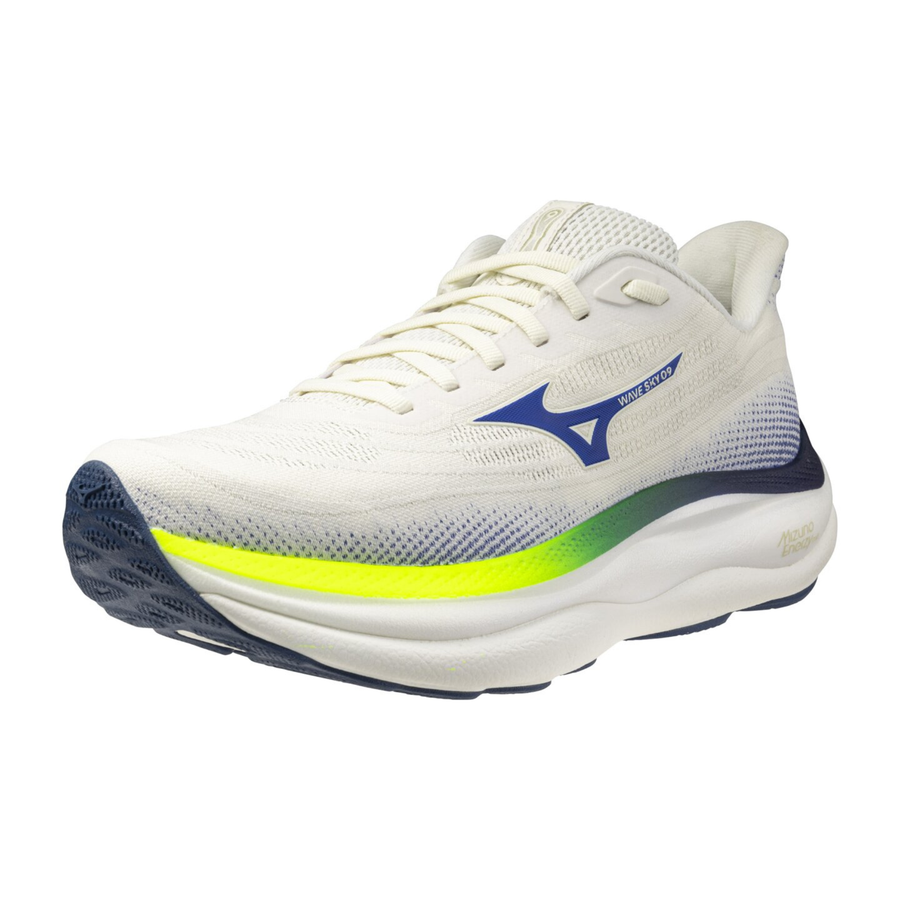 Mizuno Mens Wave Sky 9 - Snow White/Surf the Web/Lightning Yellow - Neutral
