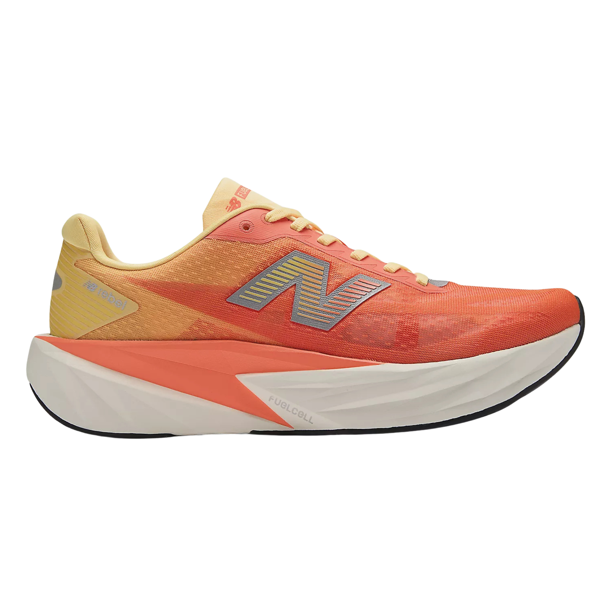 New Balance Mens FuelCell Rebel v5 - Tangerine Heat/Silver Metallic - Speed