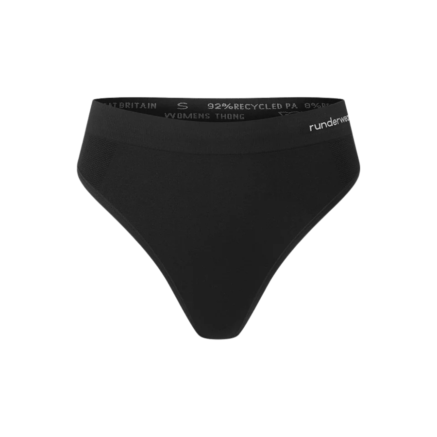 Runderwear Womens Running Thong - Black