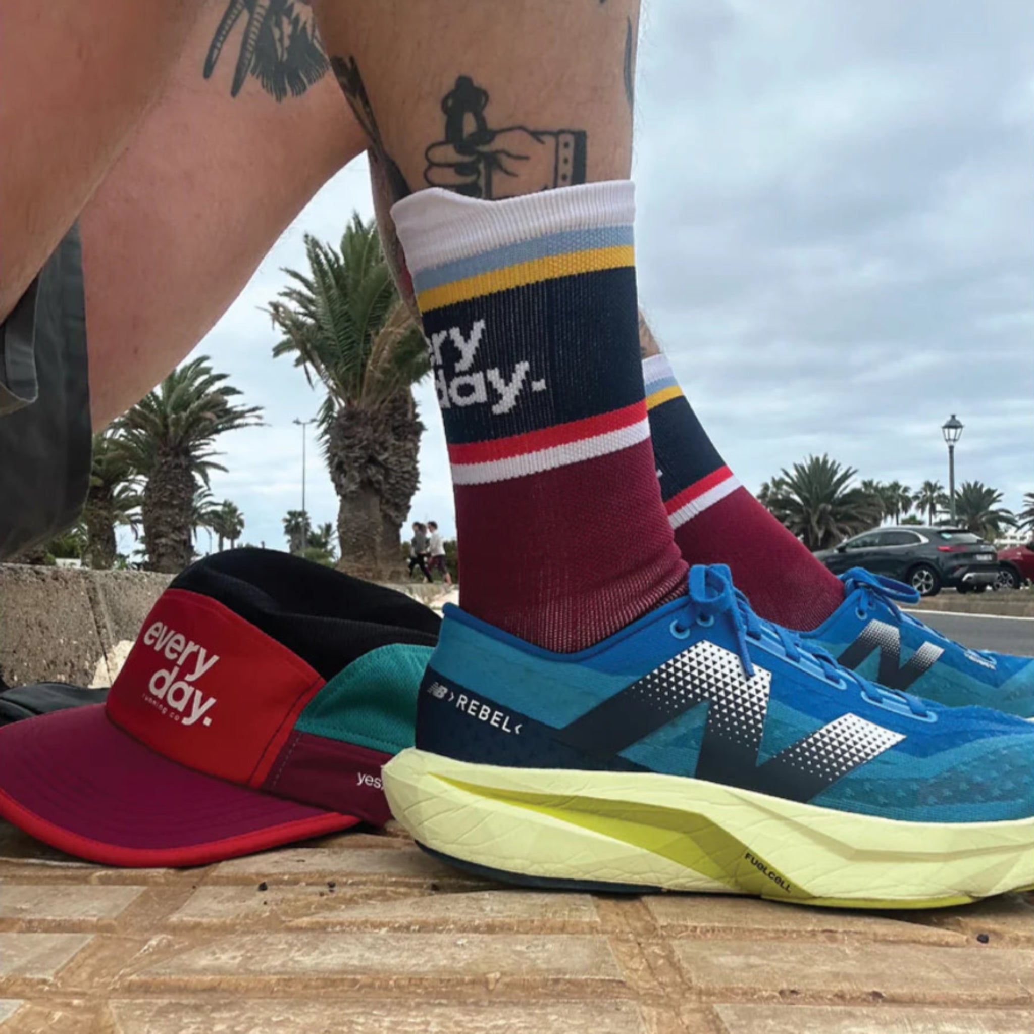 Everyday Running Co Running Socks - Cherry Red/Multi