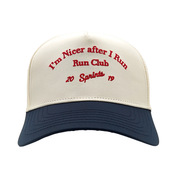 Sprints I'm Nicer After I Run Run Club Structured VP Hat - Cream/Blue