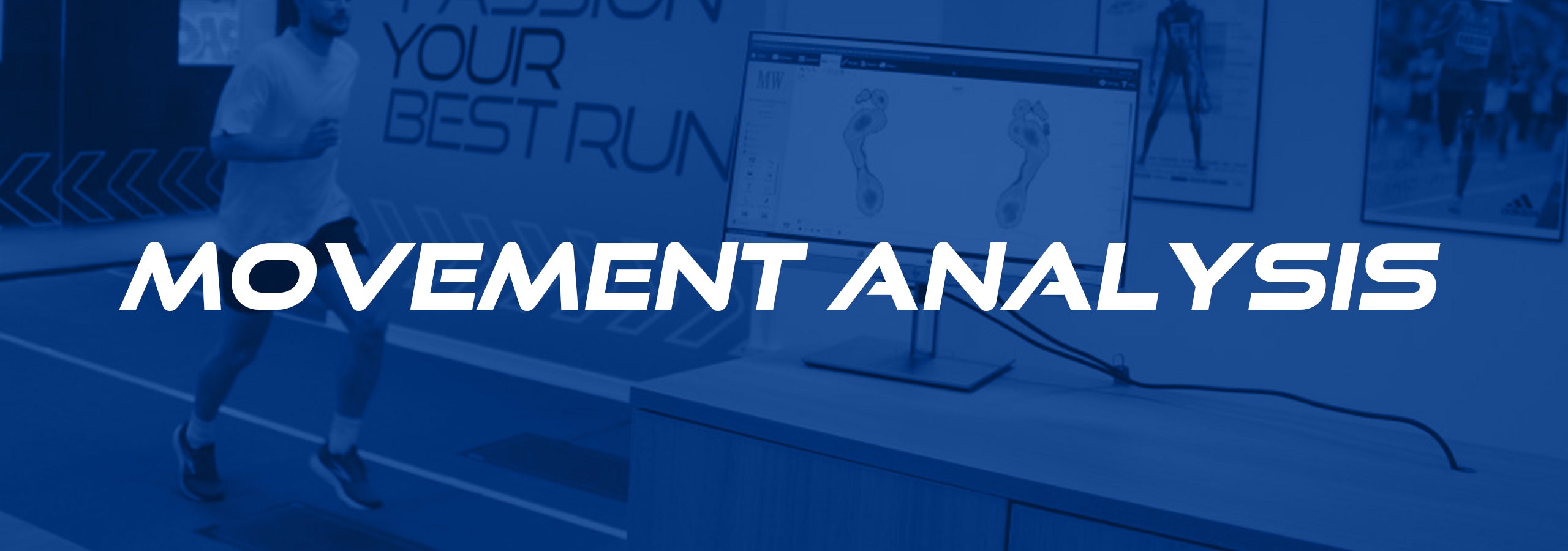 Image of a man running on the Kinisi Run Hub movement analysis track, with overlayed text reading 'Movement Analysis'