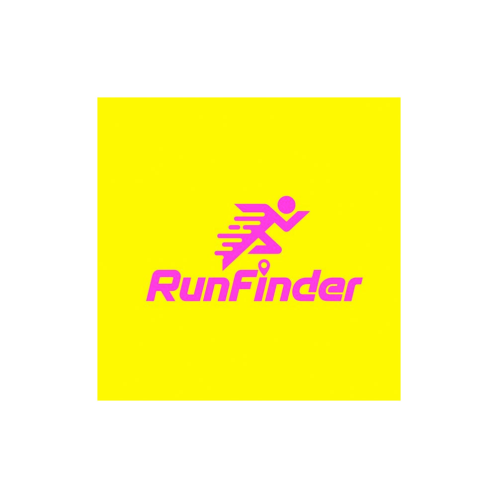 RunFinder logo on a yellow square background