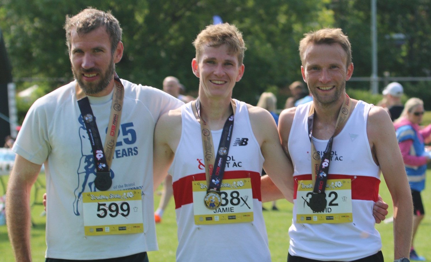 Jamie Williamson won the Bradley Stoke 10k in 31:58 with David Milner (Bristol & West AC) second in 35:48 and Alex Whittaker (Unattached) third in 35:51. The women's race was won by Debbie Hale (Bitton Road Runners) in 45:09 with Terri May (Unattached) second in 45:45 and Sam Mumford (Great Western Runners) third in 45:59. In total there were 544 finishers.